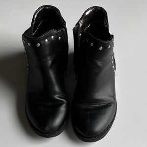 Girls Steve Madden Black Faux Leather Studded Booties